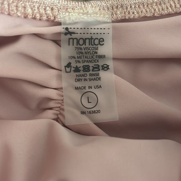 NWT Montce Prima Pink Sparkle Paula Tie-Up Bikini Bottom Large - Picture 6 of 10